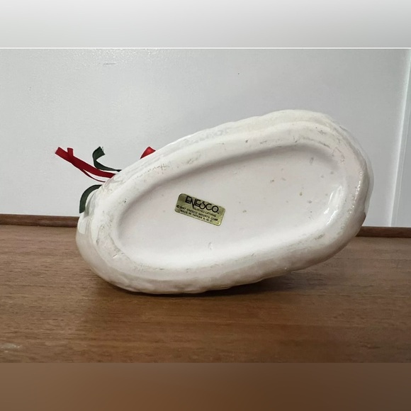 Vintage Swan Planter Dish Enesco 1987 Hand Painted Christmas Ribbon Lusterware - Picture 6 of 12